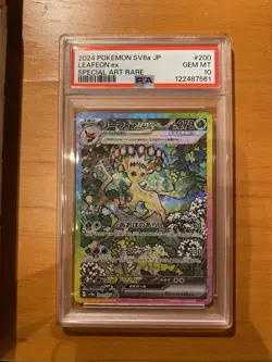 PSA 10 Leafeon EX SAR 200/187 Japanese Terastal Festival SV8a 2024 Pokemon Card - Image 1