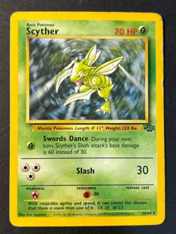 Scyther 26/64 Jungle Unlimited Rare - WOTC Pokemon Card MP - Image 1