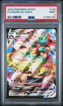 2020 POKEMON SWORD & SHIELD SNORLAX VMAX #142 FULL ART PSA 9 MINT #111067190 - Image 1
