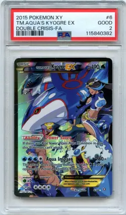 2015 Pokemon XY Double Crisis #6 Team Aqua's Kyogre EX Full Art PSA 2 GOOD - Image 1