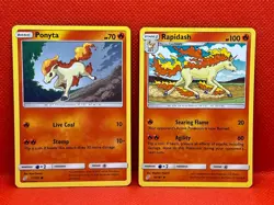 Pokemon Tcg Ponyta 17/181 & Rapidash 18/181 Team Up Non Holo - Image 1
