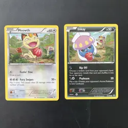 Pokemon TCG Meowth & Inkay 67 & 41/108 Roaring Skies Set - The Great Berry Heist - Image 1