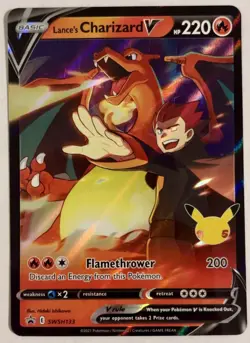 Lances Charizard v SWSH133 Promo Card Celebrations Series, Near Mint Condition - Image 1