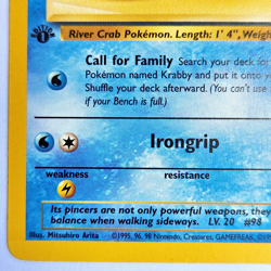 Krabby 51/62 Pokemon TCG 1st Edition Fossil NM Vintage 1999 Card - Image 5