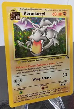 Aerodactyl Pokemon Fossil Holo Card Rare 1/62 Unlimited TCG 1999 Pokemon - Image 2