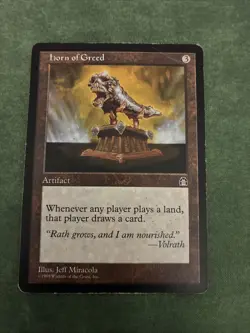 MTG Horn of Greed - Stronghold - Rare - DMG - Vintage Magic The Gathering - Image 1