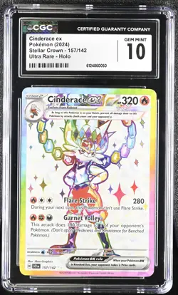 2024 Stellar Crown Pokemon Cinderace ex CGC 10 157/142 - Image 1