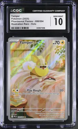 2025 Phantasmal Flames Pokemon Yamper CGC 10 099/094 - Image 1