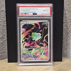 BULBASAUR PSA 10 2025 POKEMON MEGA EVOLUTION EN #133/132 ILLUSTRATION RARE - Image 1