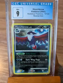 2007 Pokemon Mysterious Treasures Honchkrow Reverse Holo #10 CGC Mint 9 - Image 1