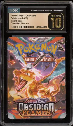 Pokemon Obsidian Flames Trainer Tips Insert Card Charizard CGC 10 Pristine - Image 1