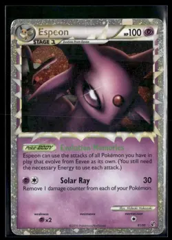 Espeon Prime 81/90 Ultra Rare Holo HGSS Undaunted Set Pokemon Card 2010 LP/MP - Image 1