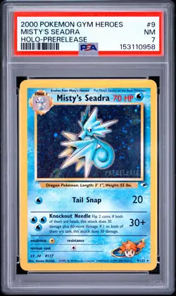 2000 POKEMON GYM HEROES HOLO-PRERELEASE #9 MISTY'S SEADRA PSA 7 - Image 1