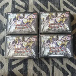 Yugioh Alliance Insight 1st Edition 4 Booster Box Sealed 4 Packs - 9 Cards - Image 1