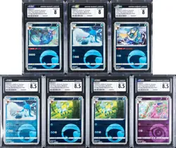 Lot of (7) Pokemon S. Chinese Gem Pack Vol. 2 Energy Symbol Rev Holo CGC 8/ 8.5 - Image 1