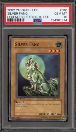 Yu-Gi-Oh! Silver Fang Legend of Blue Eyes 1st Edition LOB-010 PSA 10 Gem Mint - Image 1