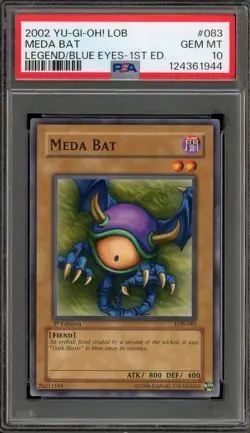 Yu-Gi-Oh! Meda Bat Legend of Blue Eyes 1st Edition LOB-083 PSA 10 Gem Mint - Image 1