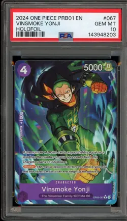 One Piece CCG Vinsmoke Yonji PRB01 Holofoil OP06-067 PSA 10 Gem Mint - Image 1