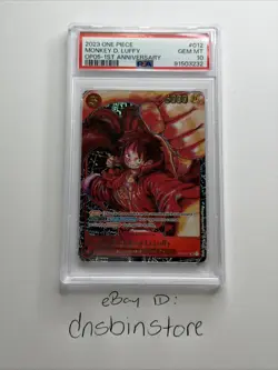 2023 One Piece Japanese OP05 1st Anniversary #012 Monkey D Luffy PSA 10 GEM MINT - Image 1