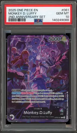 One Piece CCG Monkey.D.Luffy 2nd Anniversary Set OP09-061 PSA 10 Gem Mint - Image 1