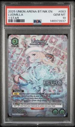 Union Arena TCG Ludmilla 1 Star Alt Art Holo PSA 10 Gem Mint Nikke Goddess - Image 1