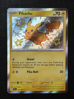 Pokemon TCG Paldean Fates Pikachu Card 131/091 Baby Shiny Near Mint Condition - Image 1