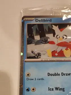 SEALED Pokemon Delibird 046 Paldea Evolved 2025 Holiday Festive Stamp Card NM - Image 2
