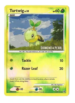 Turtwig 103/130 Diamond & Pearl Stamped Reverse Holo MP Pokemon Card - Image 1