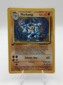 Pokemon TCG Machamp 8/102 Base Set Holo- first edition Raw - Image 1