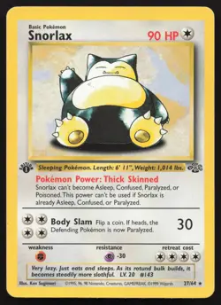 Pokemon 1st Edition Snorlax #27/64 Jungle Regular - Image 1