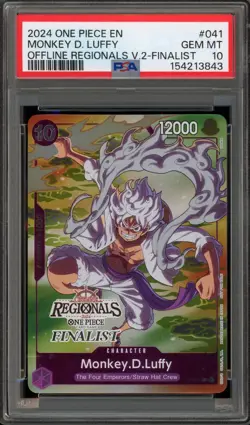 One Piece CCG Monkey.D.Luffy Offline Regionals V.2 Finalist P-041 PSA 10 - Image 1