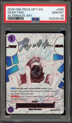 One Piece CCG Gear Two Alternate Art OP11-080 PSA 10 Gem Mint - Image 1