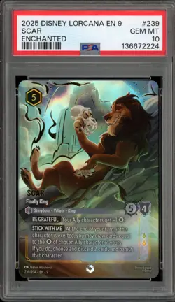 Disney Lorcana Scar Finally King Fabled Enchanted #239 PSA 10 Gem Mint - Image 1