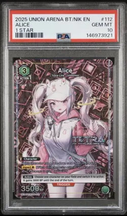 Union Arena TCG Alice 1 Star Alt Art Holo PSA 10 Gem Mint Nikke Goddess - Image 1