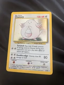Pokemon Chansey Holo Rare TCG Card Base Set Unlimited 3/102 LP - Image 1