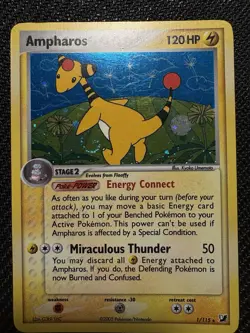 Pokemon TCG Ampharos Unseen Forces 1/115 Holo Rare Swirl 2005 LP Excellent Card - Image 1