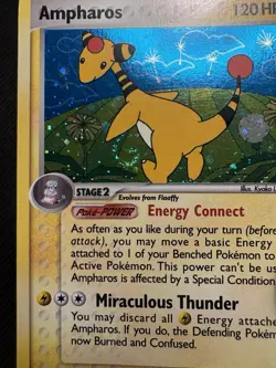 Pokemon TCG Ampharos Unseen Forces 1/115 Holo Rare Swirl 2005 LP Excellent Card - Image 2