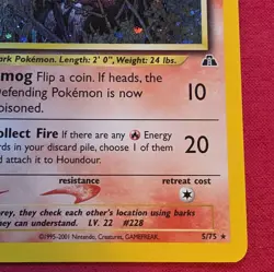 Pokemon Houndour 5/75 Neo Discovery Holo Rare 50 HP English Card - Image 5