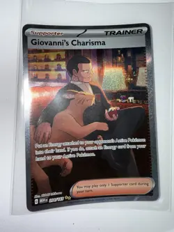 Pokemon TCG 151 Full Art Trainer Giovanni's Charisma 204/165 Ultra Rare NM Card - Image 1