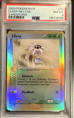 PSA 8 LILEEP #43 REVERSE HOLO FOIL 2003 POKEMON EX SANDSTORM E-READER POP 7 - Image 1