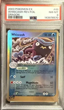Pokemon Whiscash Reverse Holo Ex Dragon E-Reader 48/97 PSA 8 NM-MINT Pop 23 - Image 1