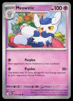 Meowstic 034/088 Uncommon Perfect Order Pokemon Near Mint - Image 1