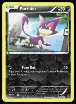 Purrloin 56/119 Common Phantom Forces Pokemon Reverse Holo Lightly Played - Image 1