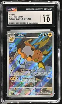 CGC 10 Raichu #211 Illustration Rare IR 2023 Pokemon S&V Paldea Evolved GEM MINT - Image 1