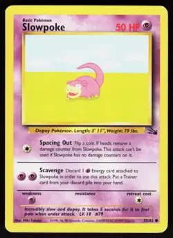 Slowpoke 55/62 Common Fossil Pokemon Unlimited Damaged - Image 1