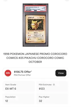 POKEMON PSA 6 IVY PIKACHU NO GLOSSY No.025 COROCORO COMIC OCTOBER JAP 1996! - Image 4