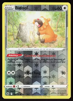 Bidoof 111/159 Common Crown Zenith Pokemon Reverse Holo Lightly Played - Image 1