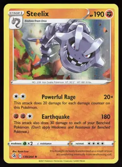 Steelix 139/264 Holo Rare Fusion Strike Pokemon Holo Lightly Played - Image 1