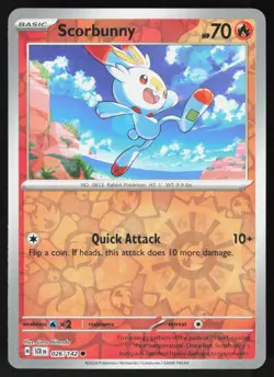 Scorbunny 26/142 Common Stellar Crown Pokemon Reverse Holo Near Mint - Image 1