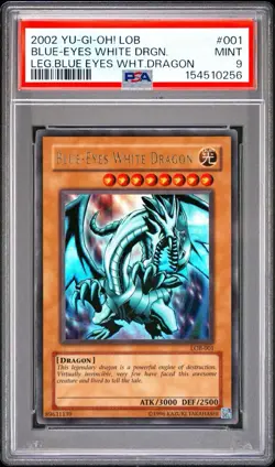 2002 YU-GI-OH! BLUE-EYES WHITE DRAGON LOB-001 PSA 9 ORIGINAL PRINT - Image 1